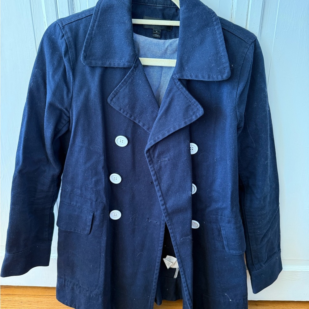 J. Crew Navy Pea Coat with White Buttons